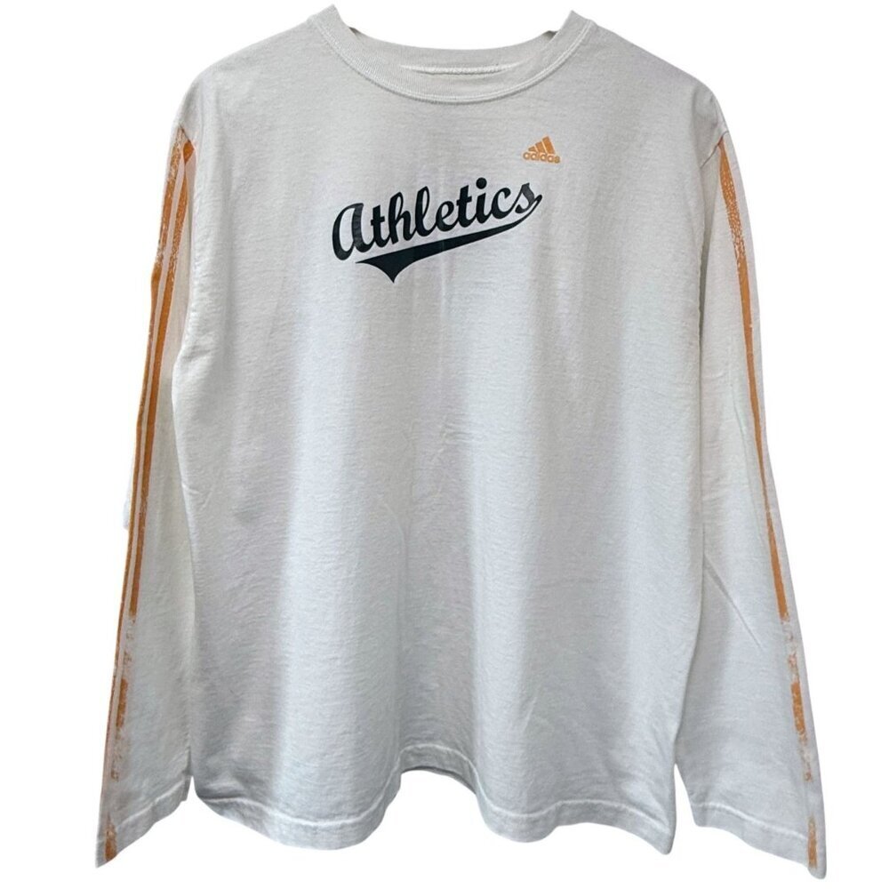 ADIDAS Athletics Graphic Tee Womens Large White Long Sleeve Cotton
